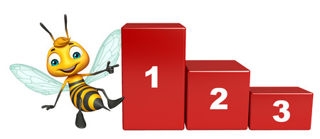 3d rendered illustration of Bee cartoon character with levelの写真素材