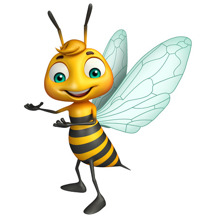3d rendered illustration of Bee funny cartoon characterの写真素材