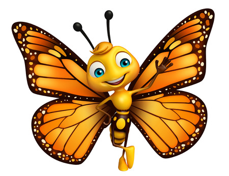 3d rendered illustration of funny Butterfly cartoon characterの写真素材