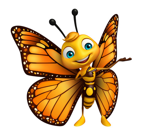3d rendered illustration of funny Butterfly cartoon characterの写真素材