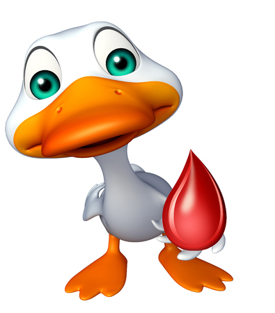 3d rendered illustration of Duck cartoon character with blood dropの写真素材