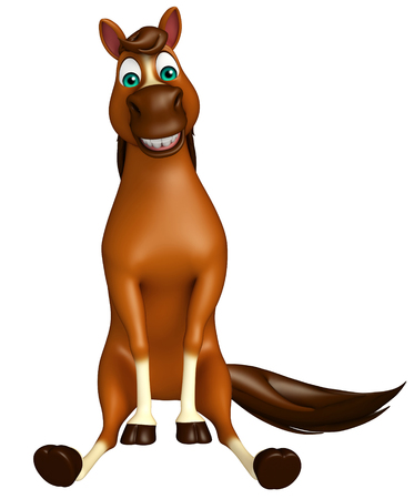 3d rendered illustration of sitting  Horse cartoon characterの写真素材