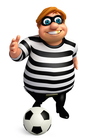 3D Rendered illustration of Thief with footballの写真素材