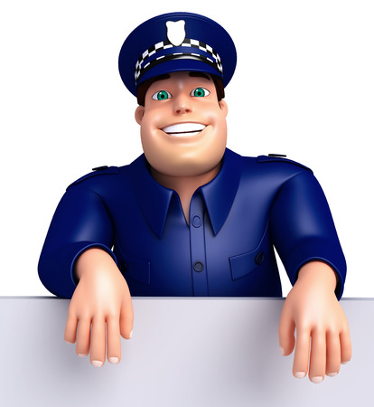 3D Rendered illustration of Police with white boardの写真素材