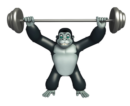 3d rendered illustration of Gorilla cartoon character with Gim equipmentの写真素材