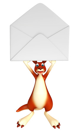 3d rendered illustration of Kangaroo cartoon character with mailの写真素材