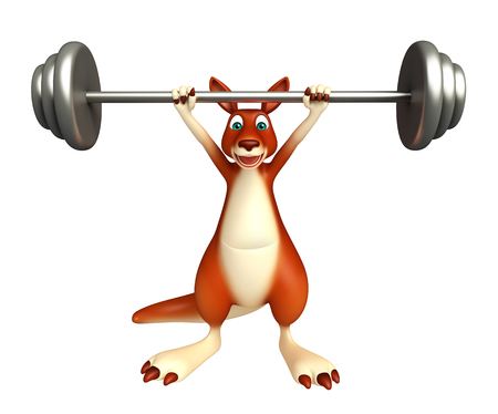 3d rendered illustration of Kangaroo cartoon character  with barの写真素材
