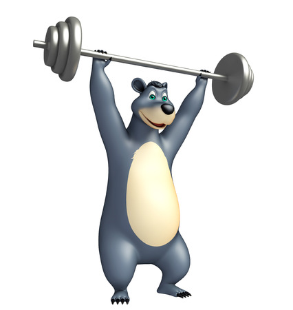 3d rendered illustration of Bear cartoon character with equipmentの写真素材