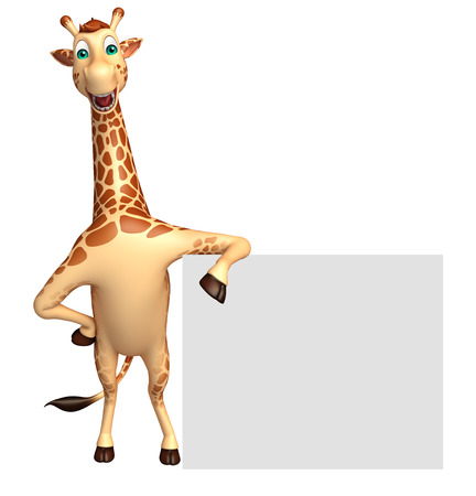 3d rendered illustration of Giraffe cartoon character with  boardの写真素材