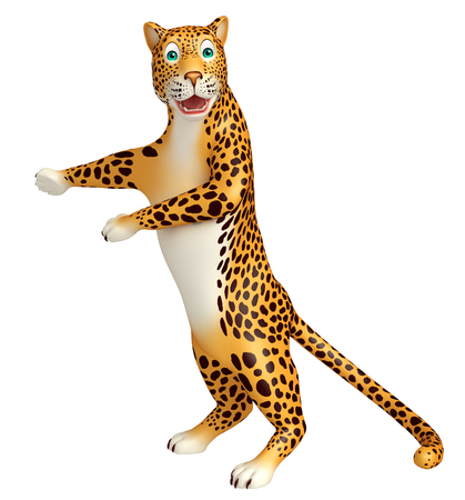 3d rendered illustration of pointing Leopard cartoon characterの写真素材