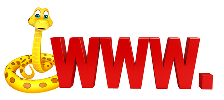 3d rendered illustration of Snake cartoon character with www. signの写真素材