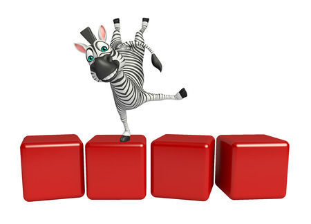 3d rendered illustration of Zebra cartoon character with level signの写真素材