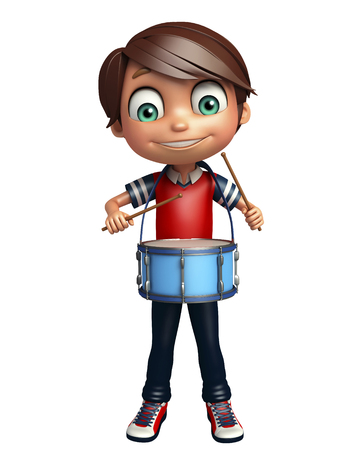 kid boy with drumの写真素材