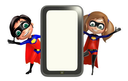 Superboy and Supergirl with Mobileの写真素材