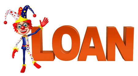 Clown with Loan signの写真素材