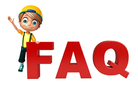 kid boy with faq signの写真素材