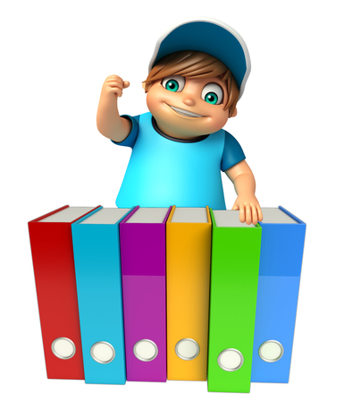 kid boy with Filesの写真素材