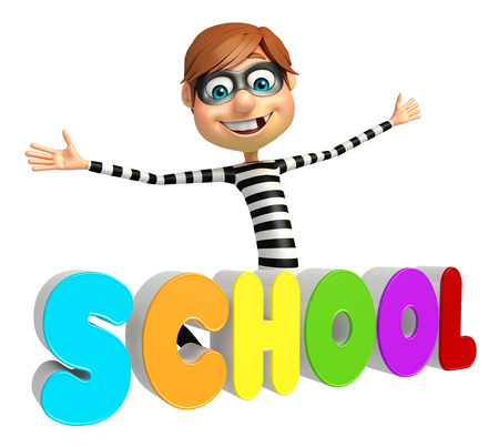 Thief with School signの写真素材