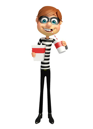Thief with Popcorn and soft drinkの写真素材