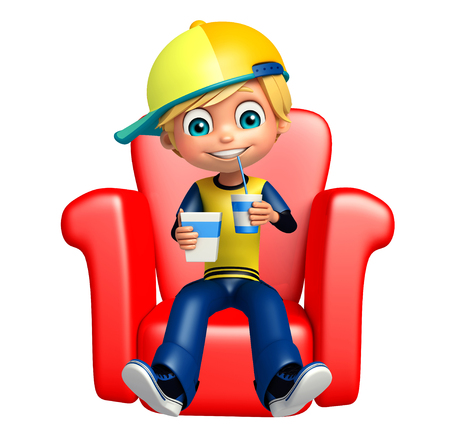 kid boy with Sitting on chairの写真素材