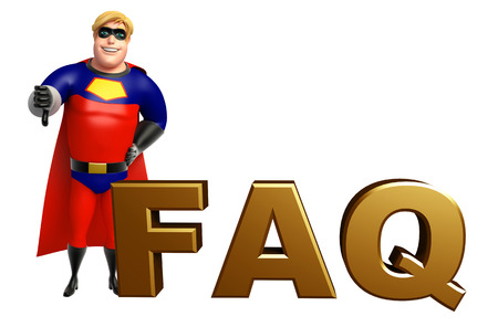 Superhero with FAQ signの写真素材
