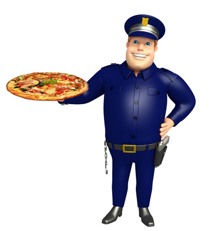 Police with Pizzaの写真素材