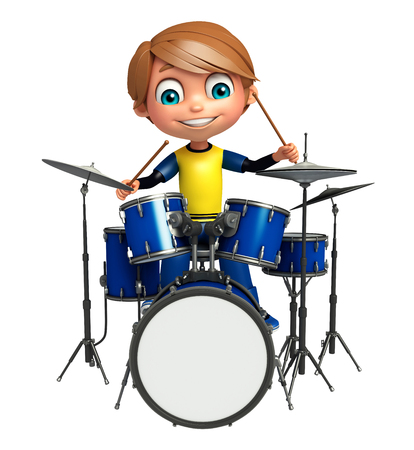 kid boy with drumの写真素材