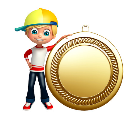 kid boy with medalの写真素材