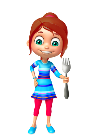 kid girl with Spoonの写真素材