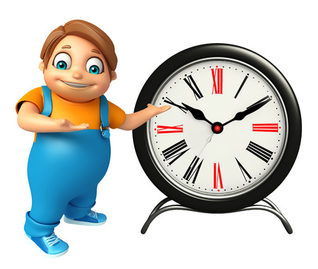 kid boy with  Clockの写真素材