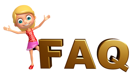 kid girl with Faq signの写真素材