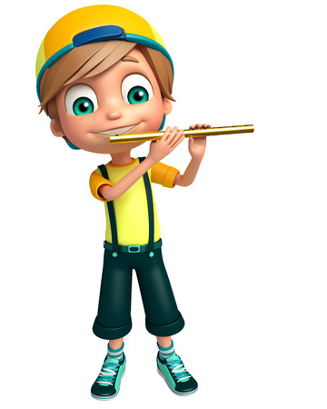 Kid boy with Fluteの写真素材