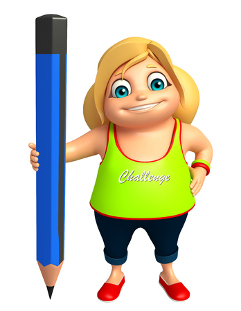 kid girl with  Pencilの写真素材