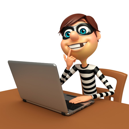Thief with Laptopの写真素材