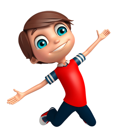Kid boy with Jumping poseの写真素材