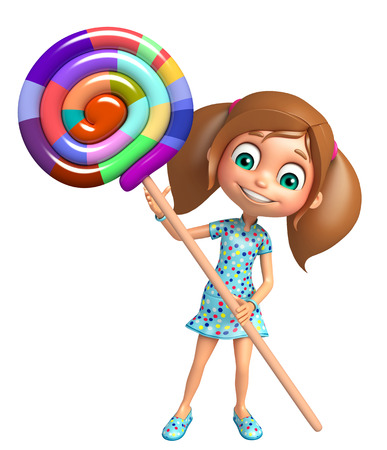 kid girl with lollipopの写真素材