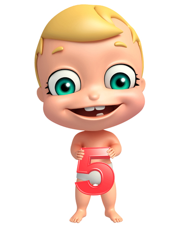 cute baby with Digit 5の写真素材