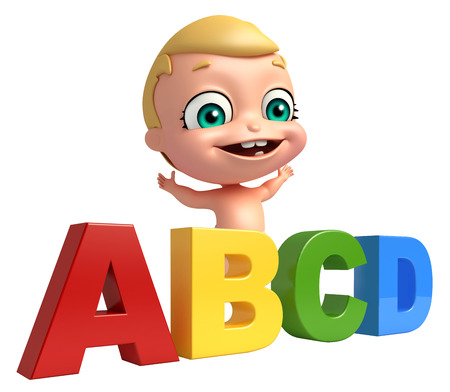 cute baby with ABCD signの写真素材