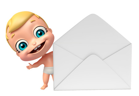 cute baby with Post cardの写真素材