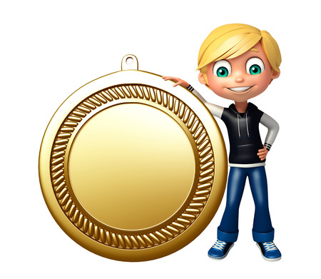 kid boy with medalの写真素材