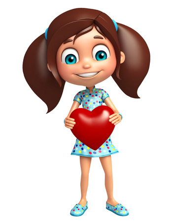 kid girl with Heartの写真素材