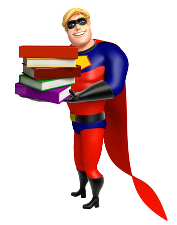 Superhero with Book stackの写真素材