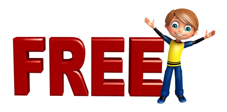 kid boy with free signの写真素材