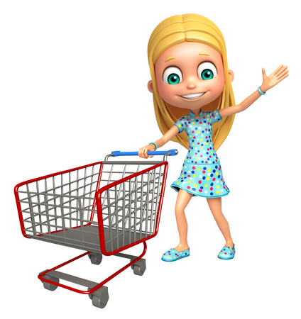 kid girl with Trolleyの写真素材