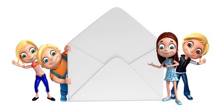 kid girl and kid boy with Mailの写真素材
