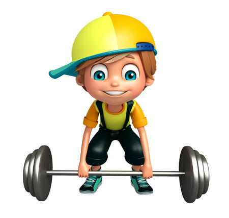 kid boy with weightの写真素材