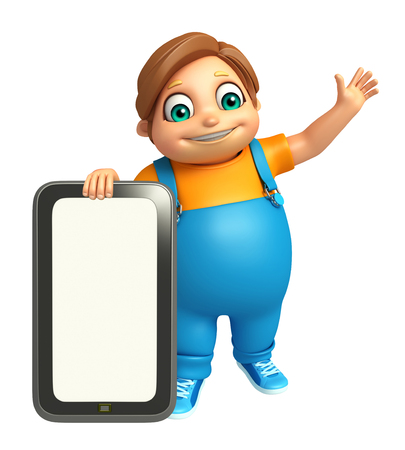 kid boy with  Mobileの写真素材
