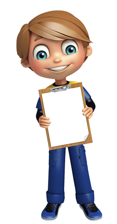kid boy with exam padの写真素材
