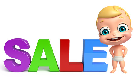 cute baby with Sale signの写真素材