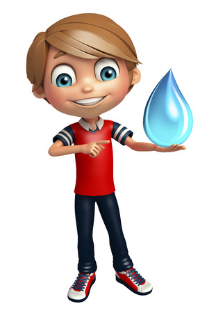 kid boy with water dropの写真素材